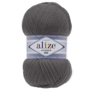 Пряжа для вязания ALIZE LANAGOLD 800 (№348) Тёмно-серый