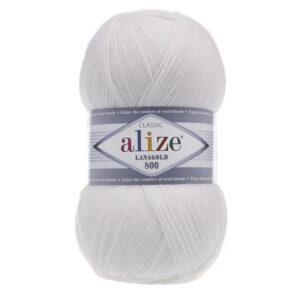 Пряжа для вязания ALIZE LANAGOLD 800 (№55) Белый