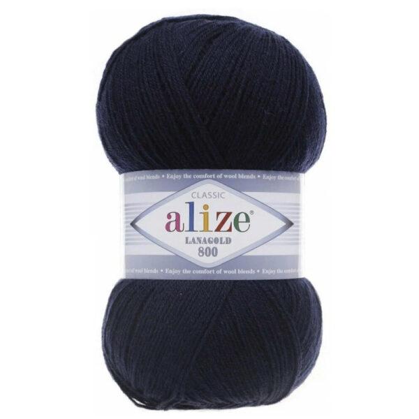 Пряжа для вязания ALIZE LANAGOLD 800 (№58) Темно-синий