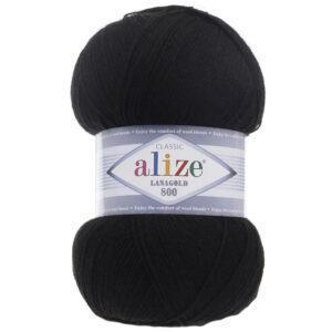 Пряжа для вязания ALIZE LANAGOLD 800 (№60) Черный