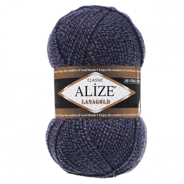 Пряжа для вязания ALIZE LANAGOLD (№901) Дуэт серо-голубой серо-синий