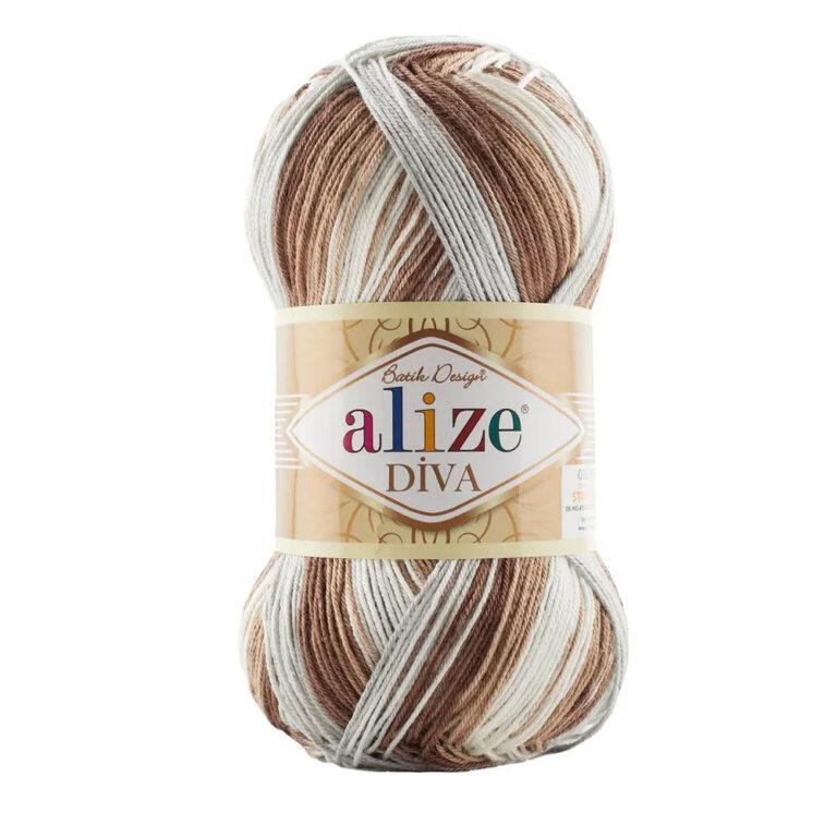 Пряжа для вязания ALIZE DIVA BATIK (№5742) Коричневый/беж/молочный
