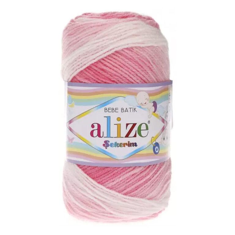 Пряжа для вязания ALIZE «SEKERIM BEBE BATIK» (№2126) Розовый/белый