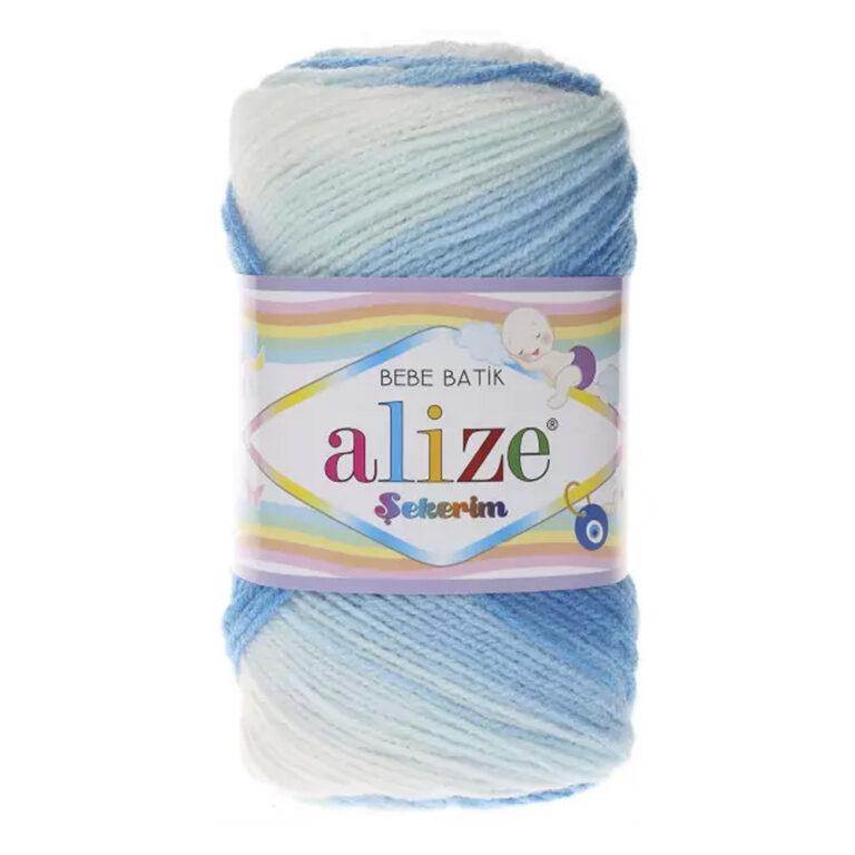 Пряжа для вязания ALIZE «SEKERIM BEBE BATIK» (№2130) Бирюза/белый