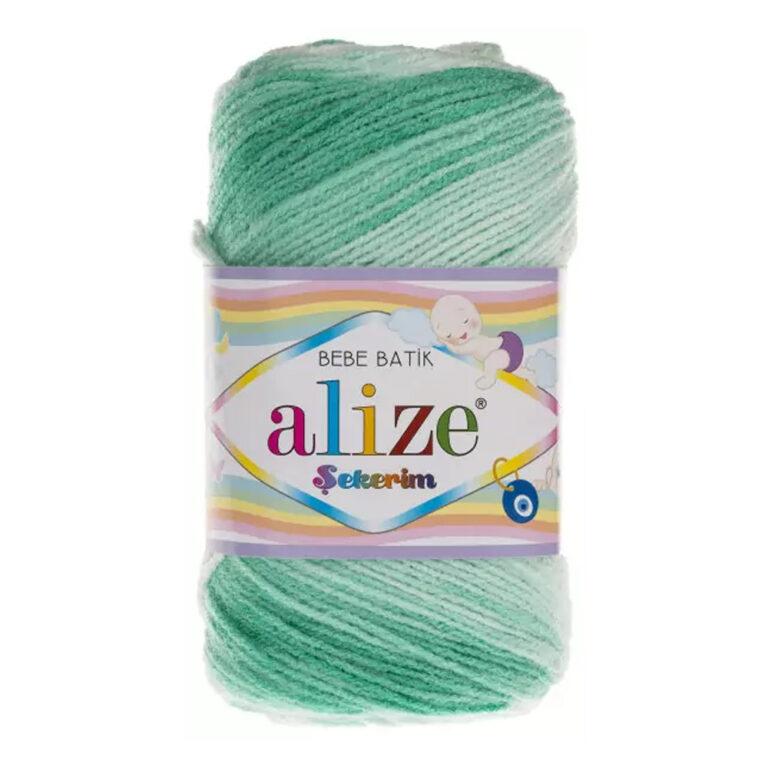 Пряжа для вязания ALIZE «SEKERIM BEBE BATIK» (№6317) Зеленая бирюза/белый