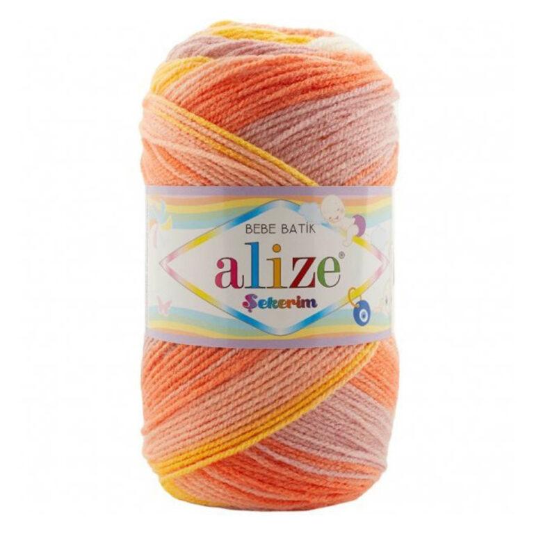 Пряжа для вязания ALIZE «SEKERIM BEBE BATIK» (№7721) Желтый/оранжевый/персик