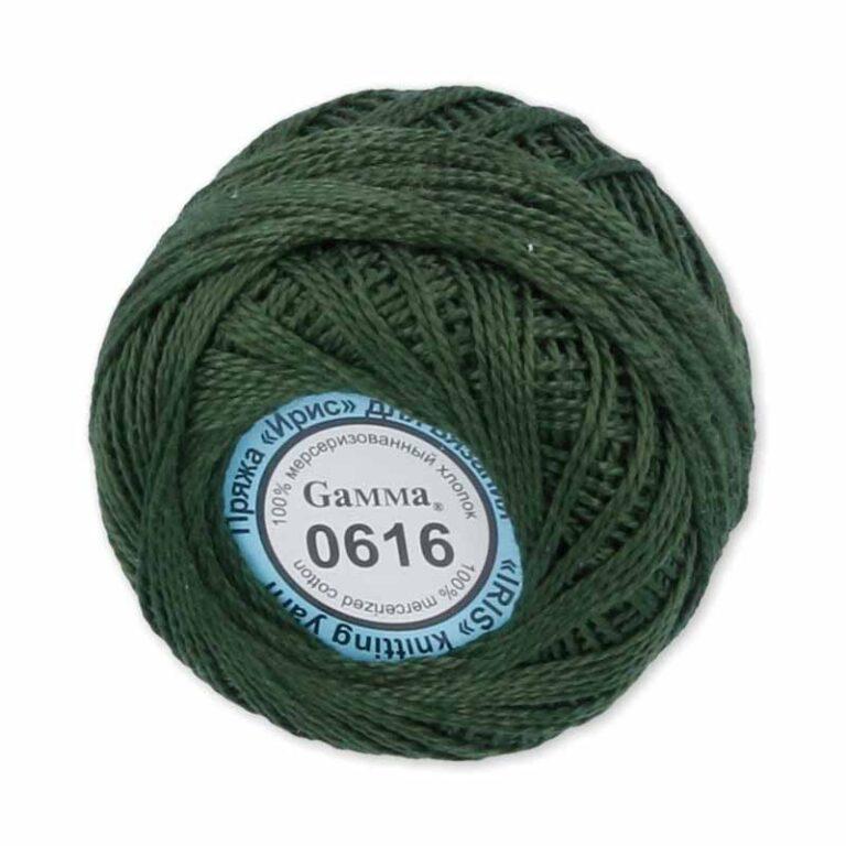 Пряжа для вязания GAMMA «ИРИС» (№0616) Темный хаки