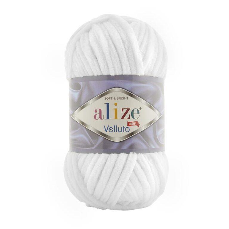 Пряжа для вязания ALIZE «VELLUTO» (№55) Белый