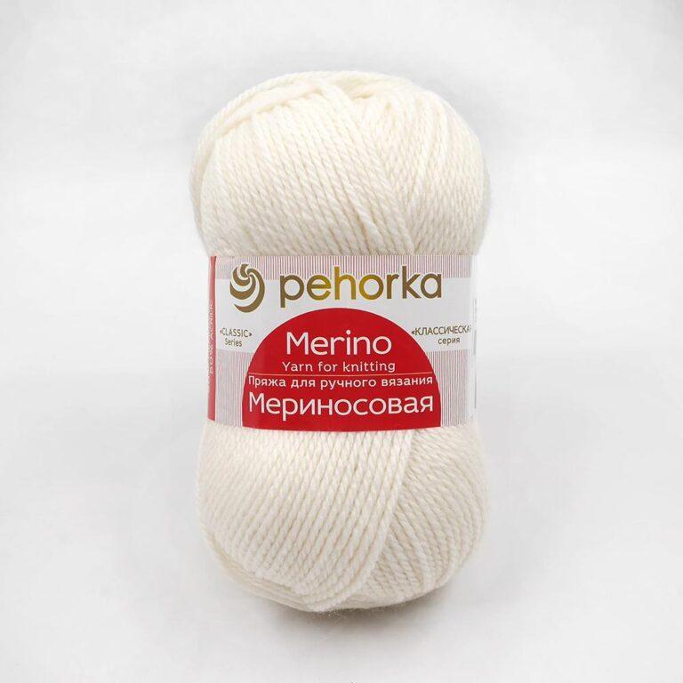 Пряжа для вязания ПЕХОРКА «МЕРИНОСОВАЯ» (№01) Белый