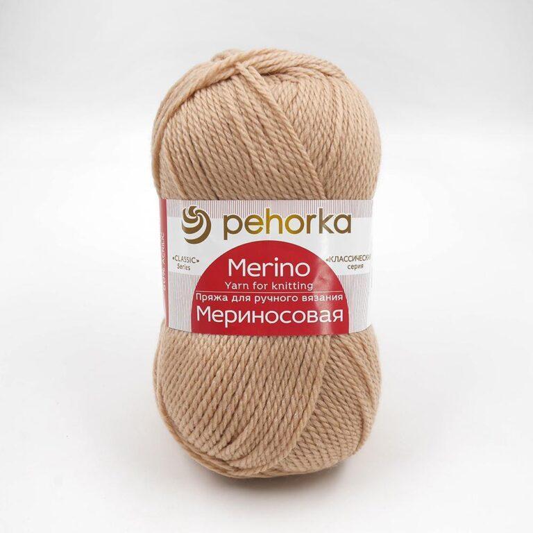 Пряжа для вязания ПЕХОРКА «МЕРИНОСОВАЯ» (№124) Песочный