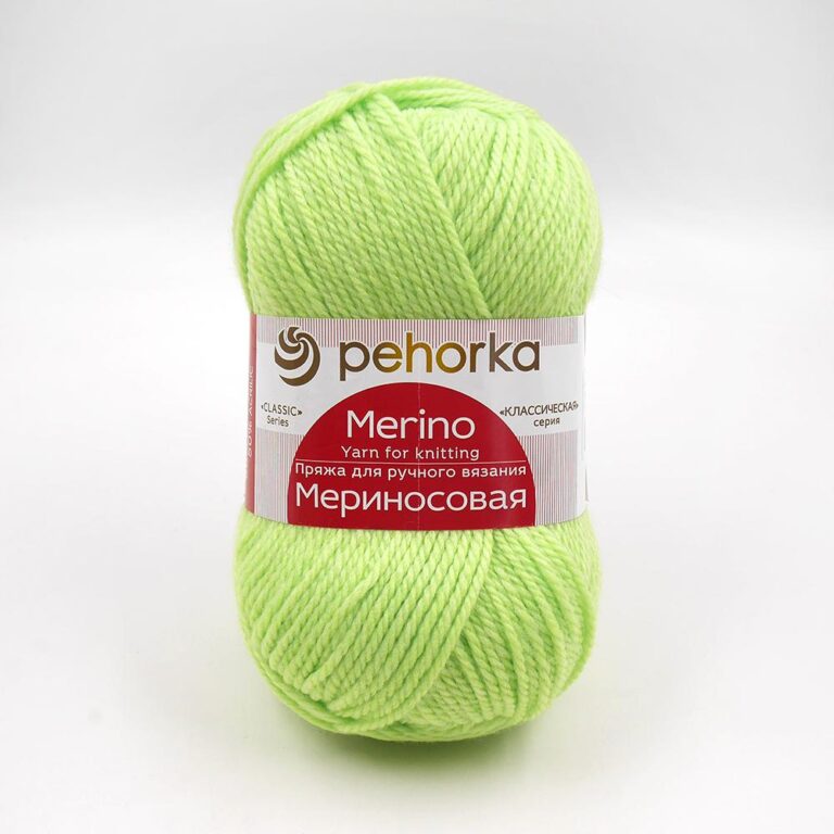 Пряжа для вязания ПЕХОРКА «МЕРИНОСОВАЯ» (№193) Светлый салат