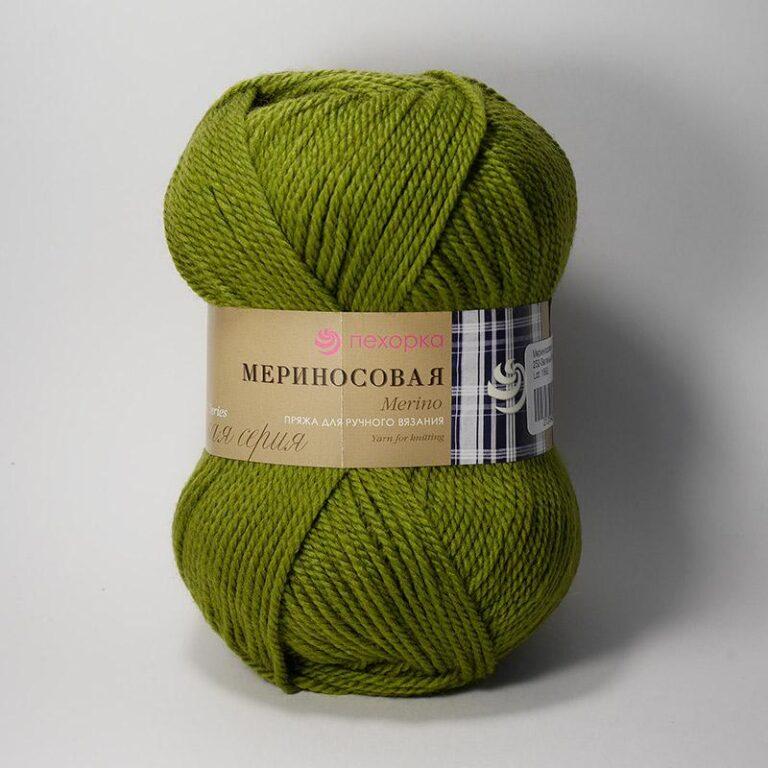 Пряжа для вязания ПЕХОРКА «МЕРИНОСОВАЯ» (№252) Зеленый горошек