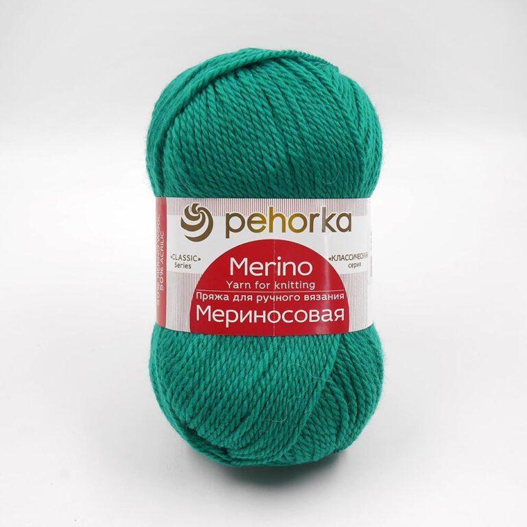 Пряжа для вязания ПЕХОРКА «МЕРИНОСОВАЯ» (№335) Изумруд