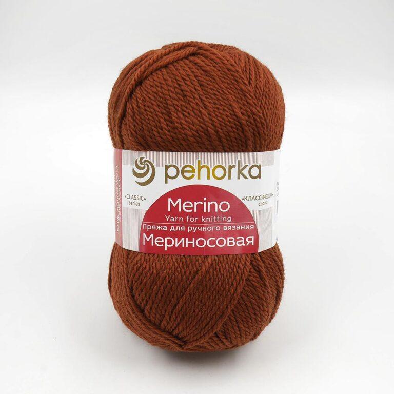Пряжа для вязания ПЕХОРКА «МЕРИНОСОВАЯ» (№344) Красная глина