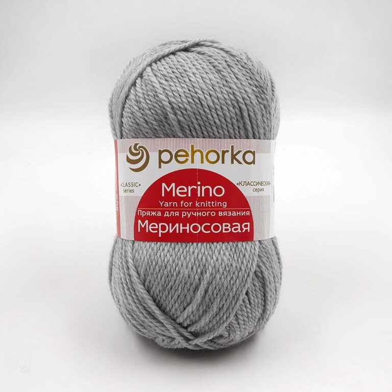 Пряжа для вязания ПЕХОРКА «МЕРИНОСОВАЯ» (№386) Светло-серый меланж