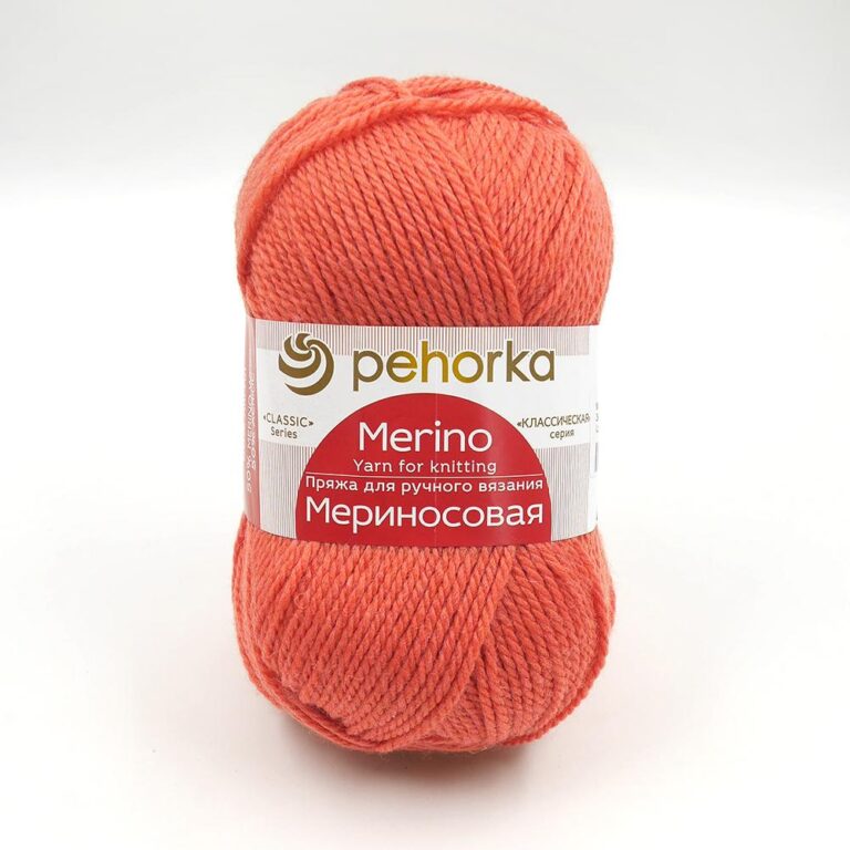 Пряжа для вязания ПЕХОРКА «МЕРИНОСОВАЯ» (№396) Настурция