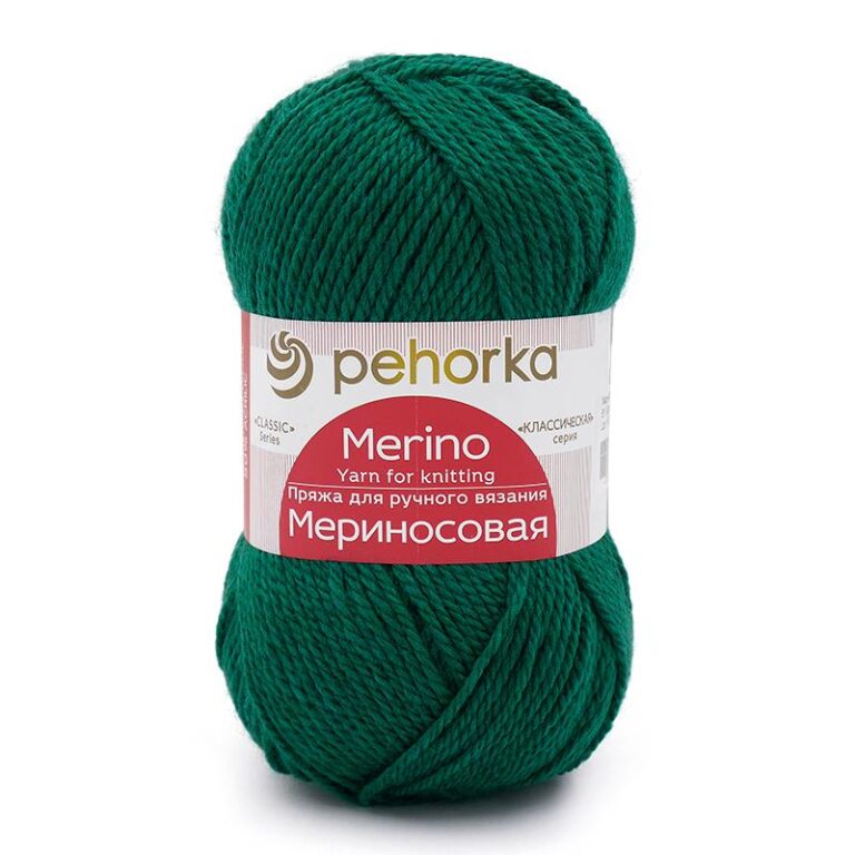 Пряжа для вязания ПЕХОРКА «МЕРИНОСОВАЯ» (№511) Зеленка