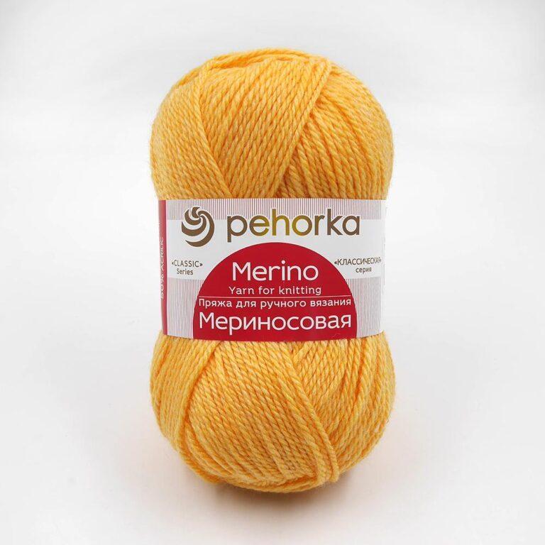 Пряжа для вязания ПЕХОРКА «МЕРИНОСОВАЯ» (№75) Желтая роза