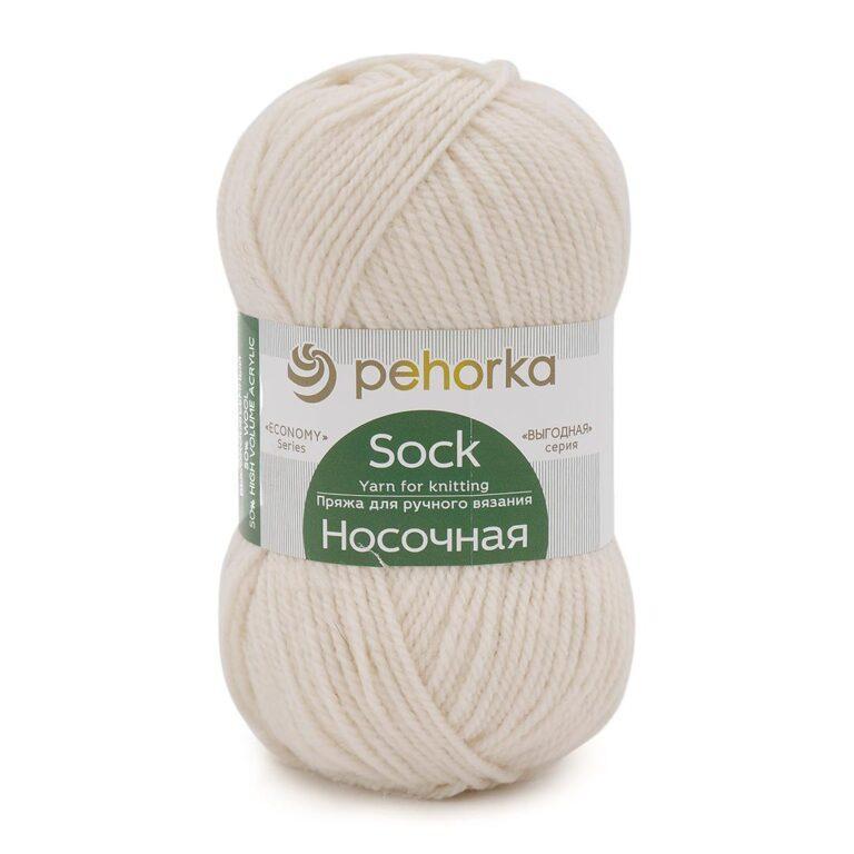 Пряжа для вязания ПЕХОРКА «НОСОЧНАЯ» (№01) Белый