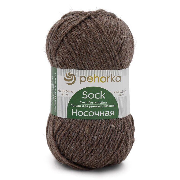 Пряжа для вязания ПЕХОРКА «НОСОЧНАЯ» (№517) Коричневый меланж