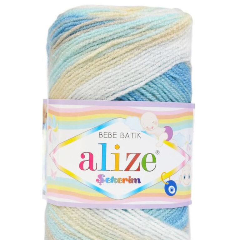 Пряжа для вязания ALIZE «SEKERIM BEBE BATIK» (№4398) Молочный/голубой/синий