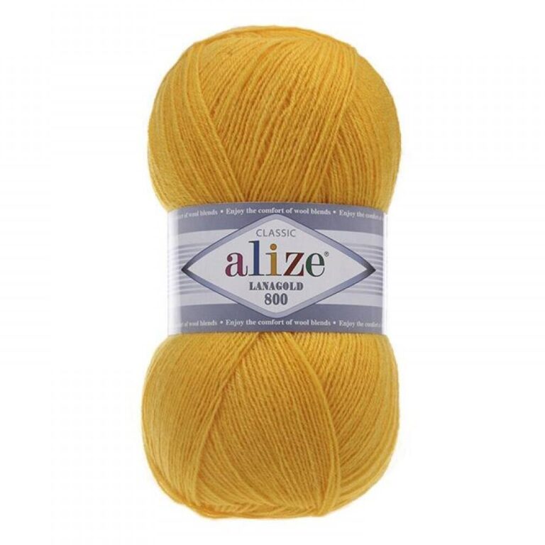 Пряжа для вязания ALIZE «LANAGOLD 800» (№645) Горчица