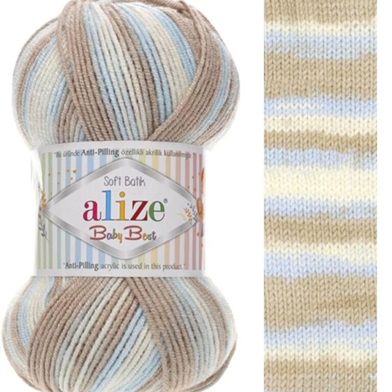 Пряжа для вязания ALIZE «BABY BEST BATIK» (№6657) Молочный-голубой-бежевый