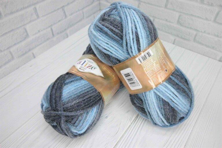 Пряжа для вязания ALIZE «SUPERLANA MAXI BATIK» (№7785) Светло-голубой/темно-синий
