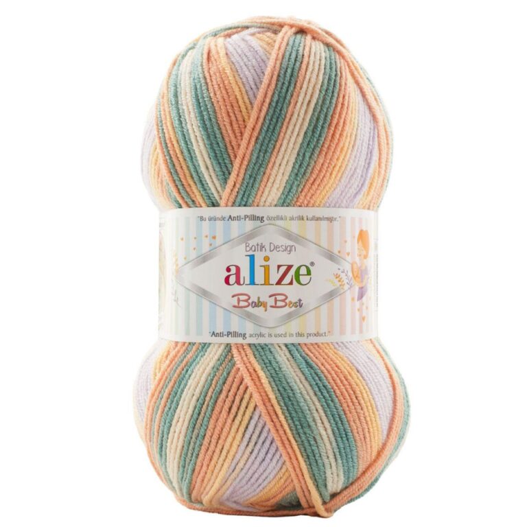 Пряжа для вязания ALIZE «BABY BEST BATIK» (№7917) Желтый-сиреневый-бирюзовый