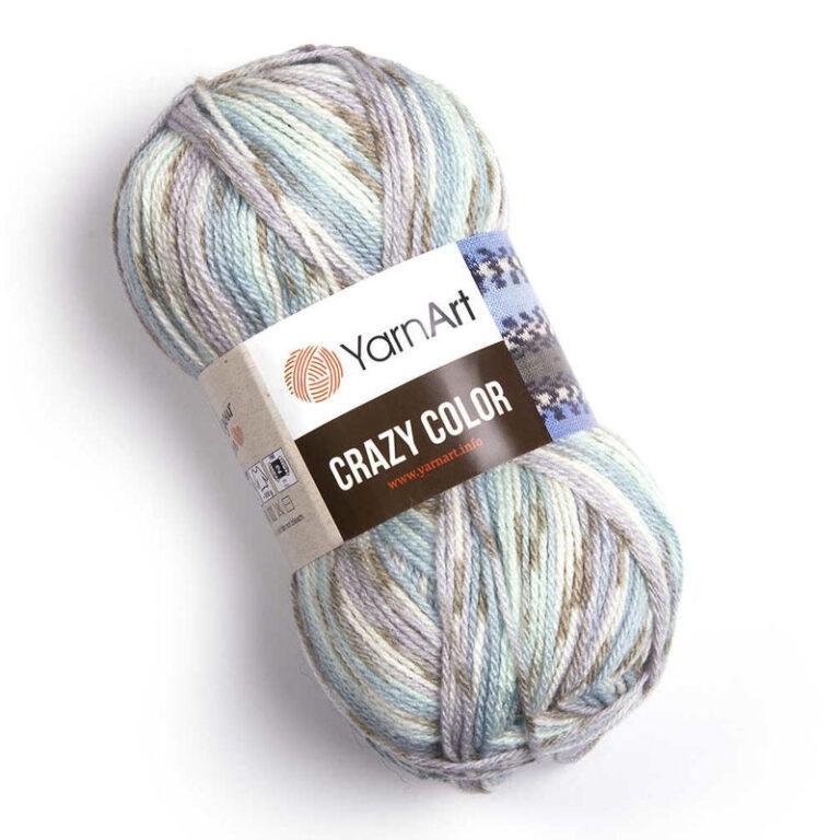Пряжа для вязания YARNART “CRAZY COLOR” (№179) Голубой/беж/белый