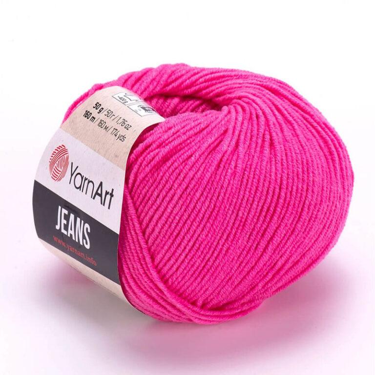 Пряжа для вязания YARNART «JEANS» (№42) Ярко-розовый