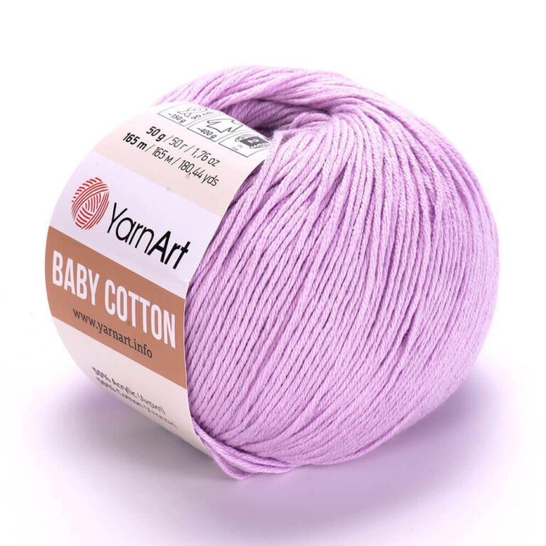 Пряжа для вязания YARNART «BABY COTTON» (№416) Нежно-сиреневый