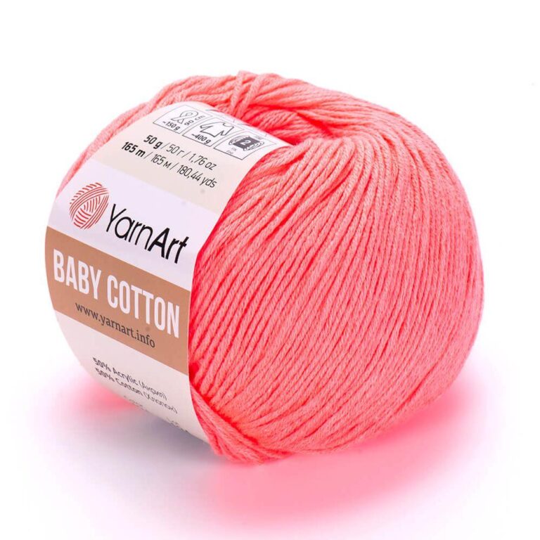 Пряжа для вязания YARNART «BABY COTTON» (№424) Коралловый неон