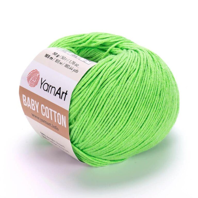 Пряжа для вязания YARNART «BABY COTTON» (№438) Яркая зелень