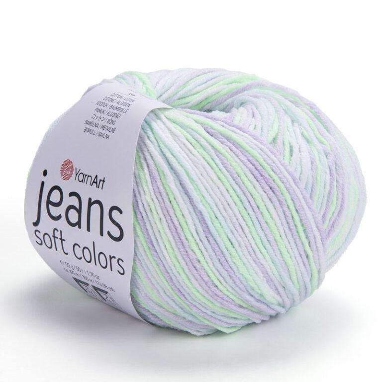 Пряжа для вязания YARNART «JEANS SOFT COLORS» (№6201) Зелёный ручей/лаванда