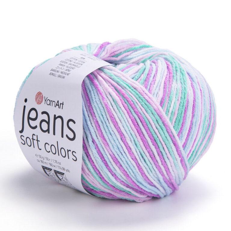 Пряжа для вязания YARNART «JEANS SOFT COLORS» (№6202) Водяная зелень/орхидея