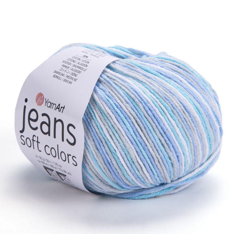 Пряжа для вязания YARNART «JEANS SOFT COLORS» (№6203) Голубой/пепельно-серый
