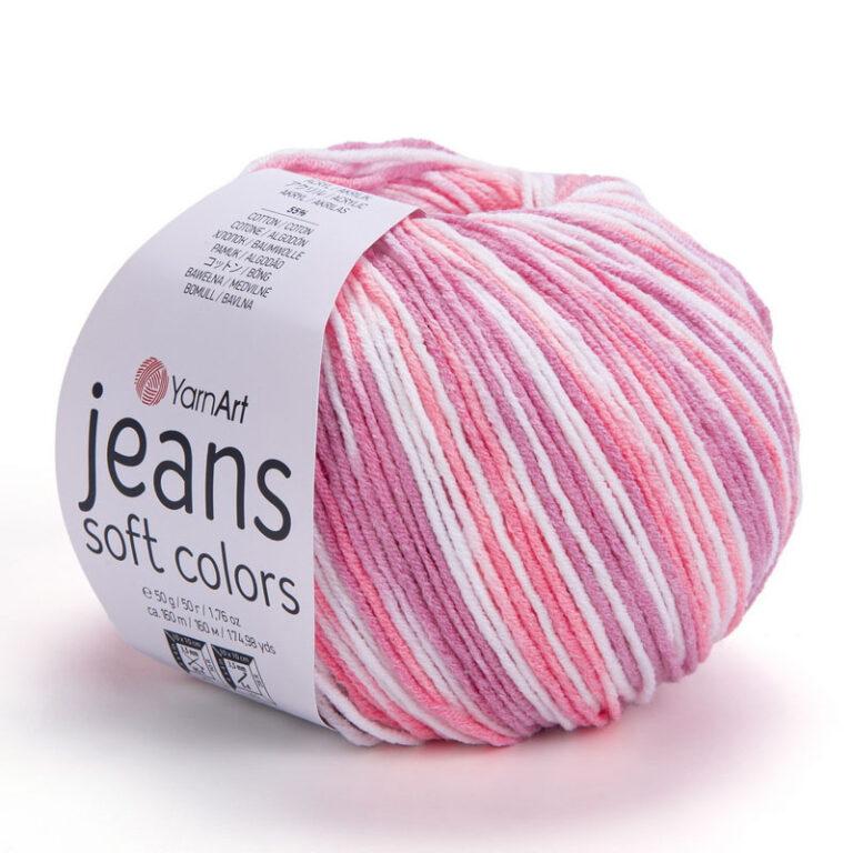 Пряжа для вязания YARNART «JEANS SOFT COLORS» (№6206) Лилово-розовый/светло-коралловый