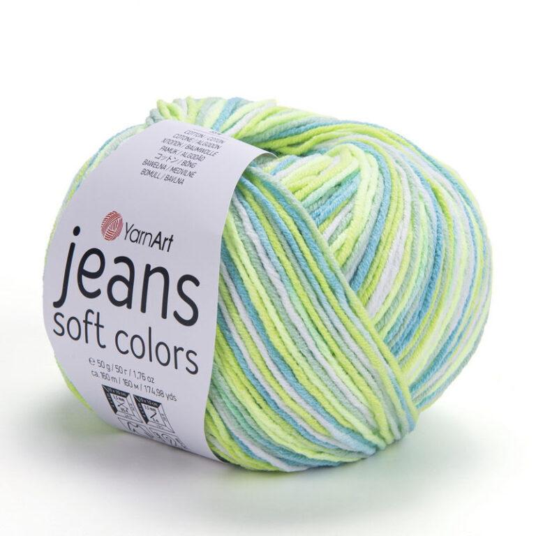 Пряжа для вязания YARNART «JEANS SOFT COLORS» (№6211) Светлый салат/светло-бирюзовый