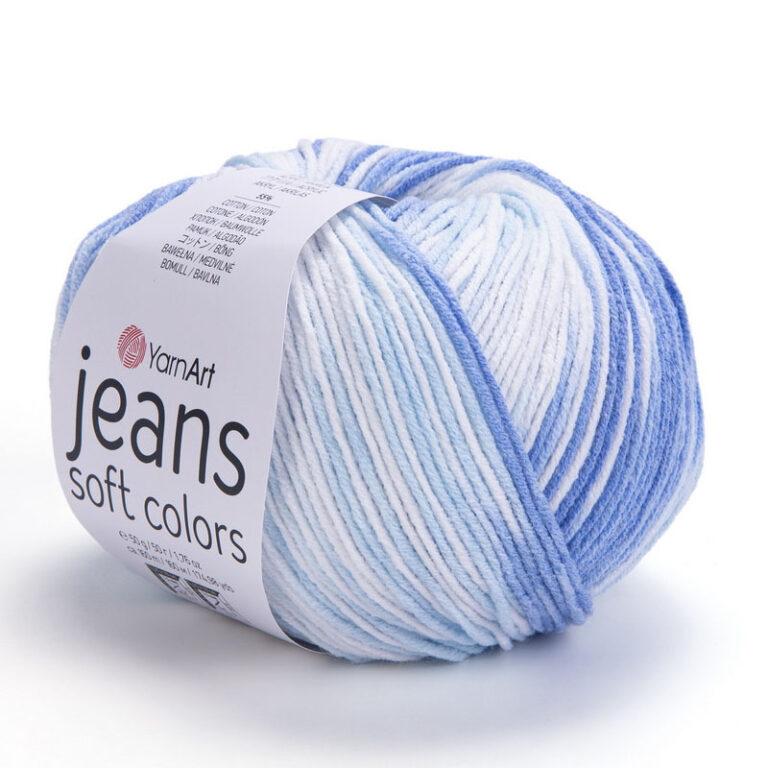 Пряжа для вязания YARNART «JEANS SOFT COLORS» (№6213) Голубой принт