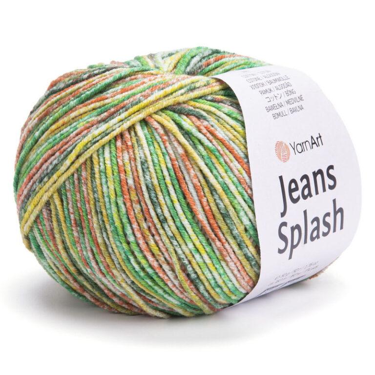 Пряжа для вязания YARNART «JEANS SPLASH» (№940) Светло-зелёный/терракот/груша