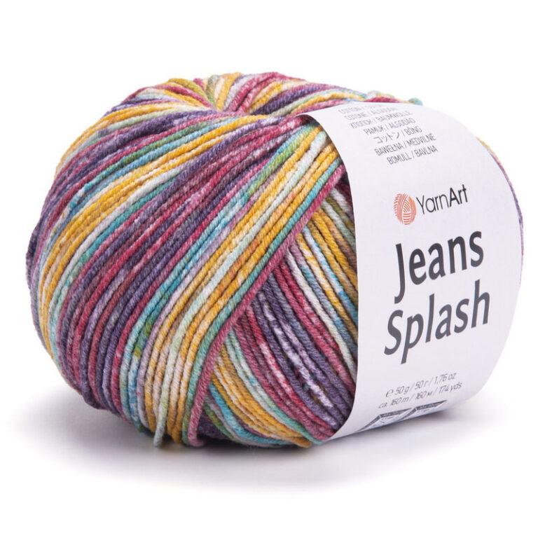 Пряжа для вязания YARNART «JEANS SPLASH» (№943) Виноградный сок/шафран/мята