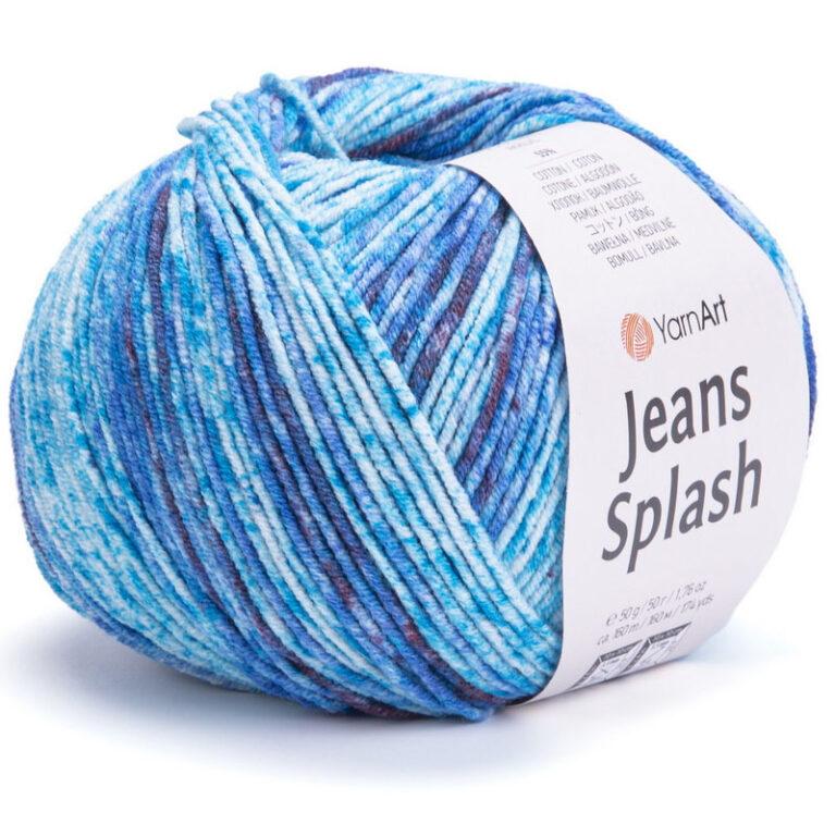 Пряжа для вязания YARNART «JEANS SPLASH» (№944) Синий/бирюзово-голубой