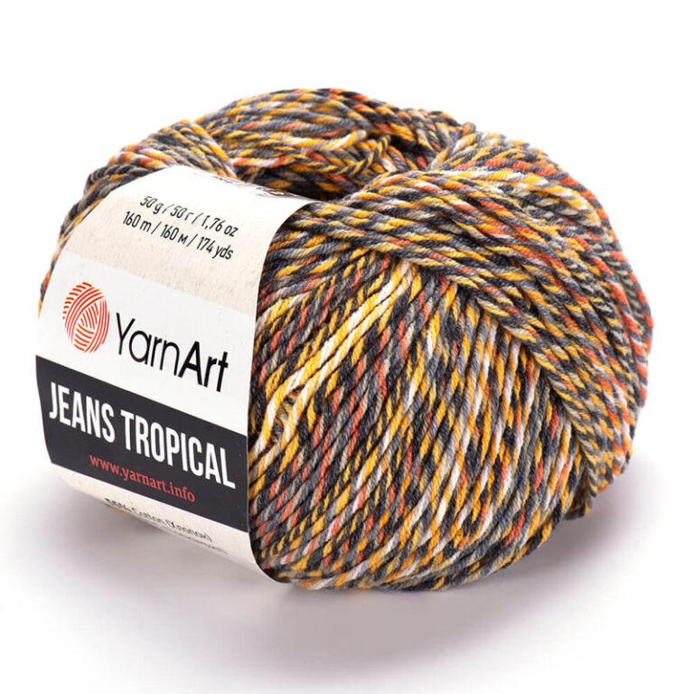 Пряжа для вязания YARNART «JEANS TROPICAL» (№610) Янтарь/серый/белый