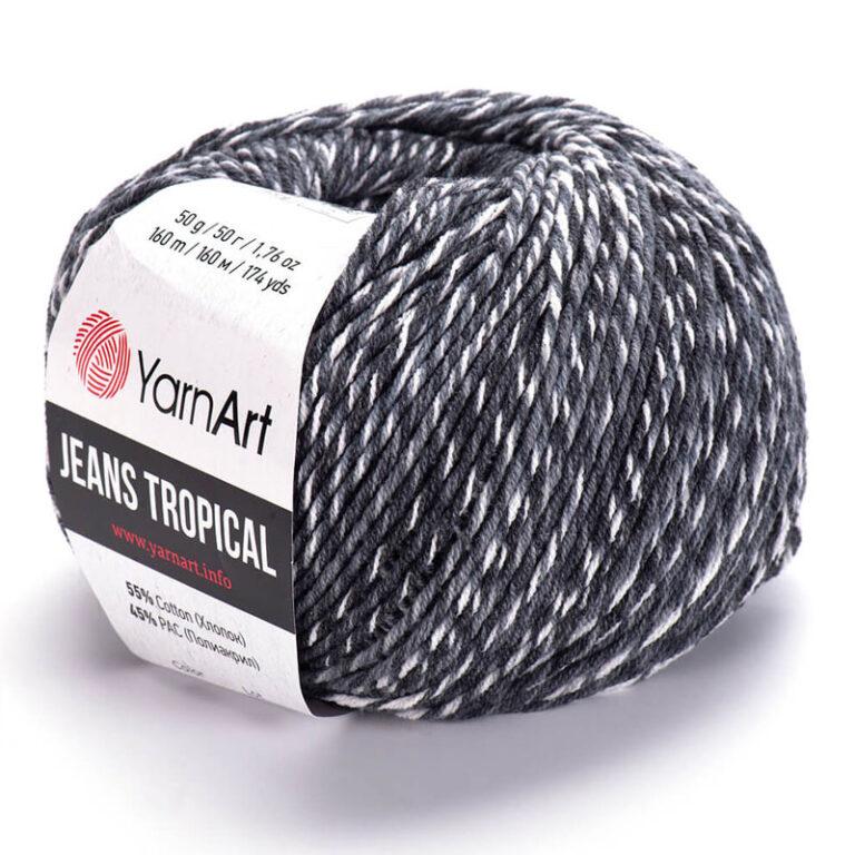 Пряжа для вязания YARNART «JEANS TROPICAL» (№611) Серый/белый