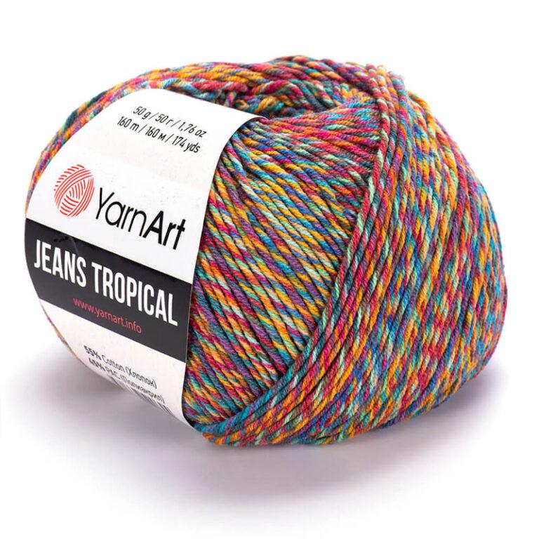 Пряжа для вязания YARNART «JEANS TROPICAL» (№612) Яркая радуга