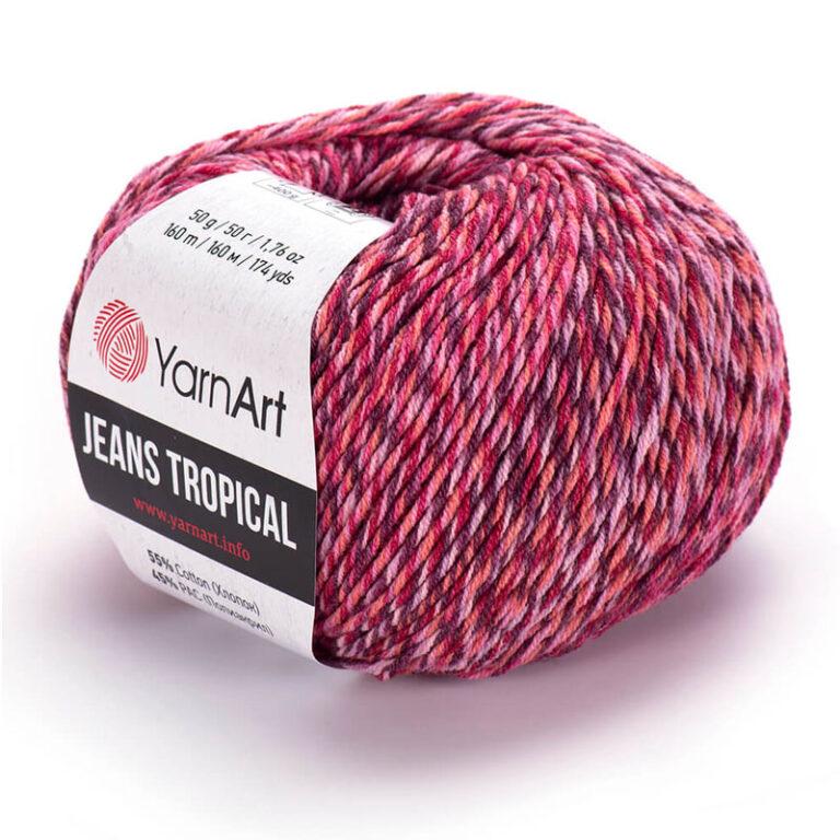 Пряжа для вязания YARNART «JEANS TROPICAL» (№615) Вишнёвый/розовый