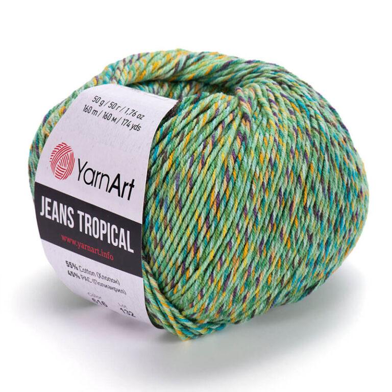 Пряжа для вязания YARNART «JEANS TROPICAL» (№616) Салат/изумруд/жёлтый