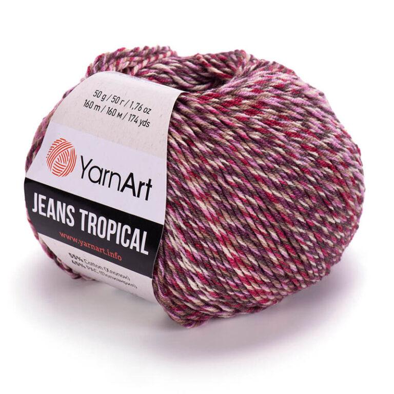 Пряжа для вязания YARNART «JEANS TROPICAL» (№619) Бордо/беж