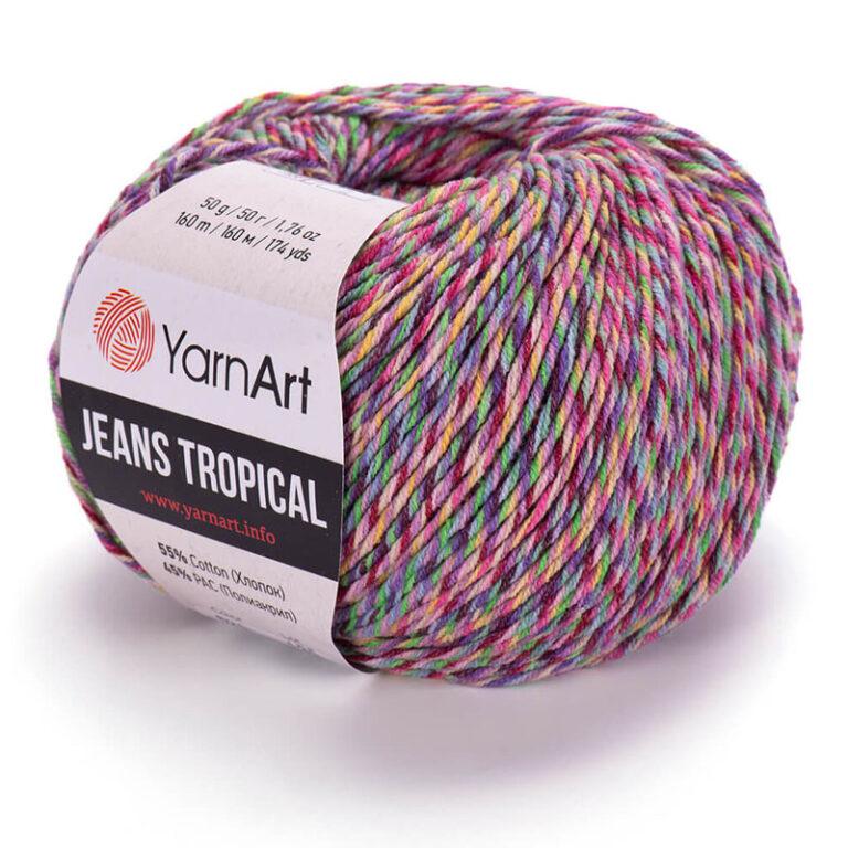 Пряжа для вязания YARNART «JEANS TROPICAL» (№621) Сирень/розовый/салат/бордо